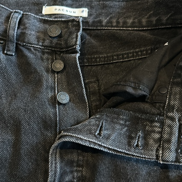 PacSun Black Ultra High Waisted Slim Fit Jeans Distressed Ripped Black Size 26 - Picture 3 of 4